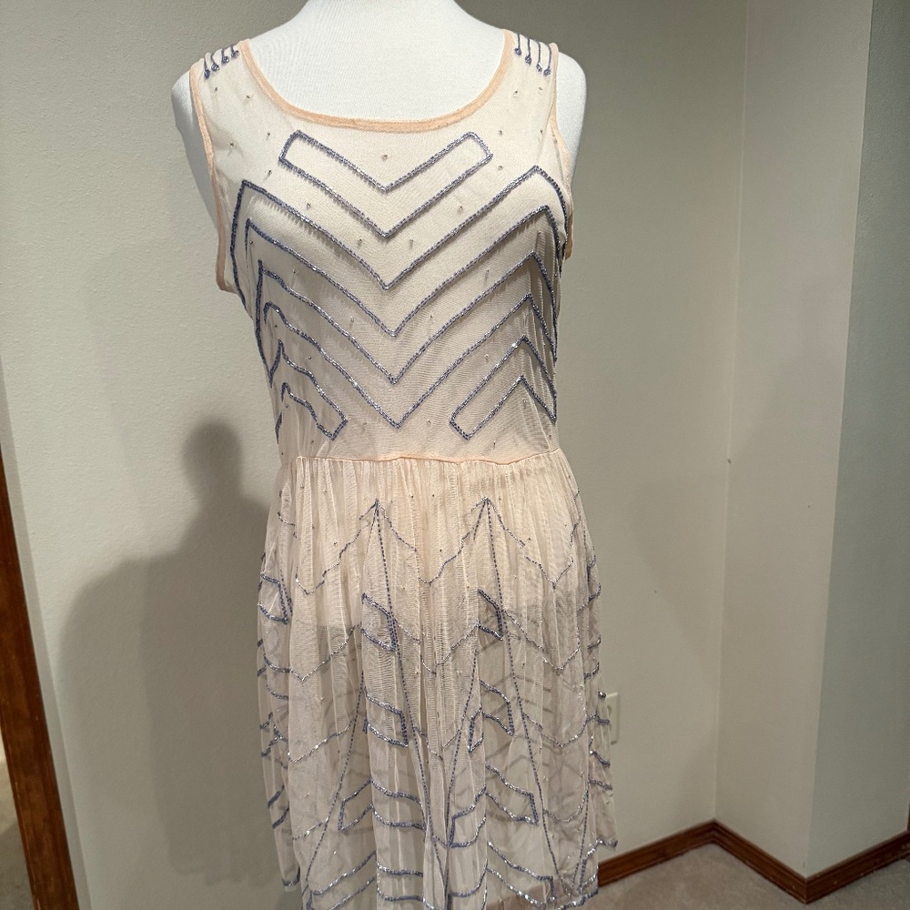 Free People Beaded mesh slip-dress